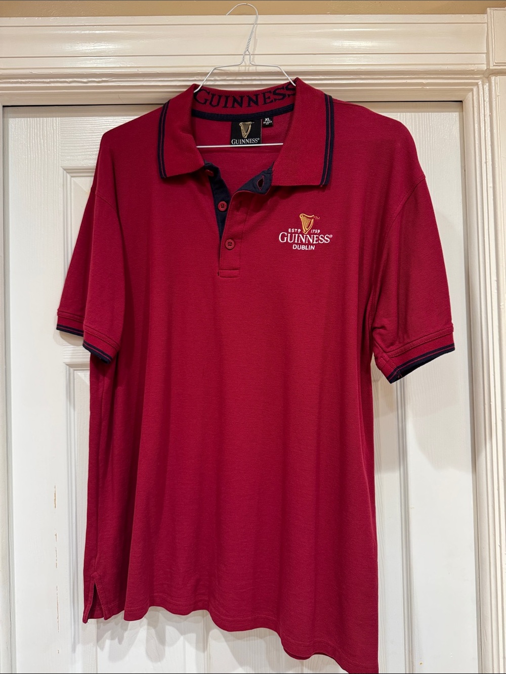 Guinness Men’s Burgundy Polo with Navy Trim